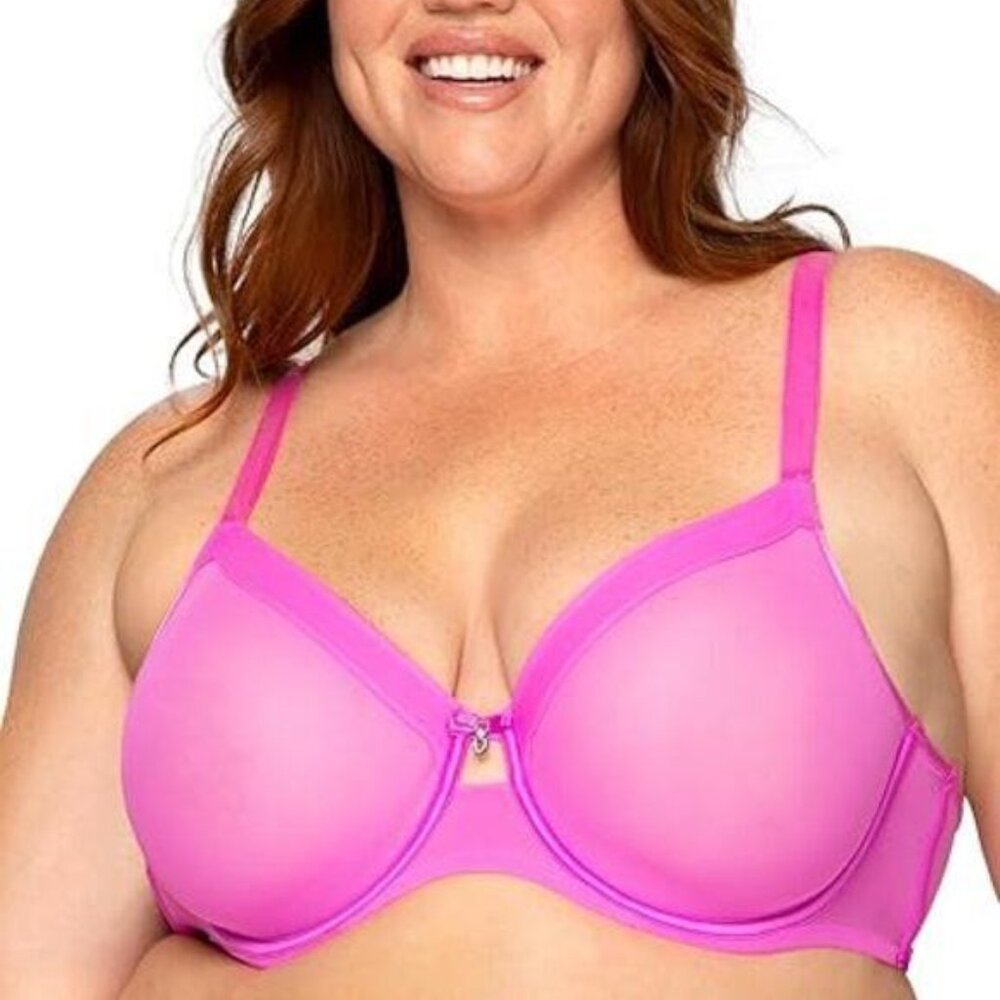 NWT 42L Curvy Couture Sheer Mesh Full Coverage Unlined Underwire Bra